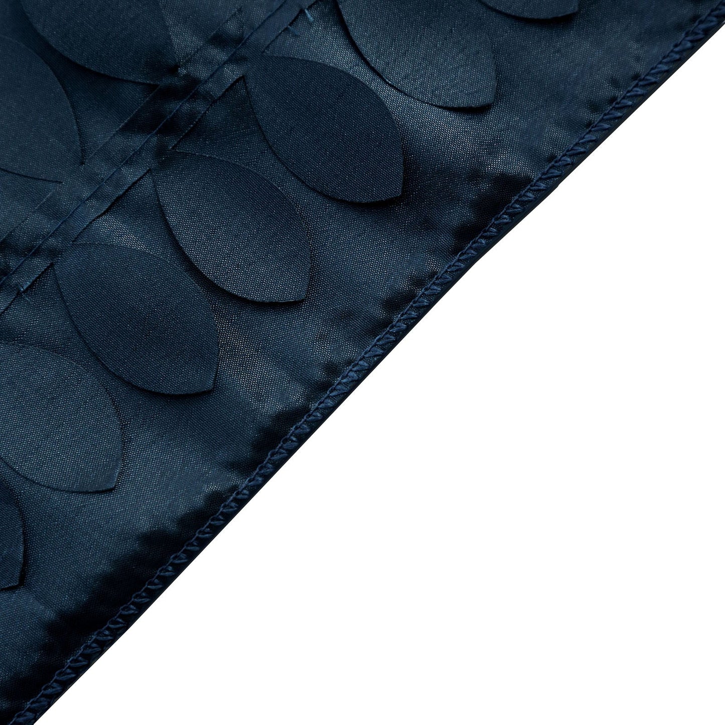 Navy blue 3D leaf petal taffeta fabric table runner