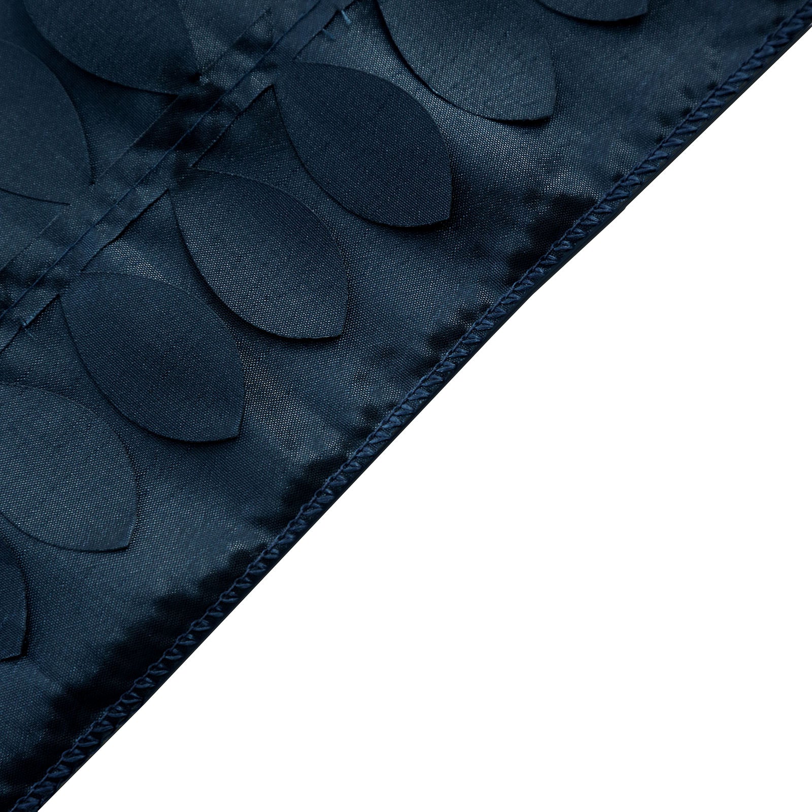 Navy blue 3D leaf petal taffeta fabric table runner
