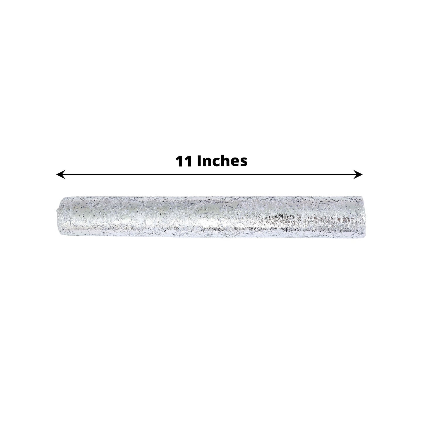 Sparkly metallic silver foil disposable table runner, 108 inches long.