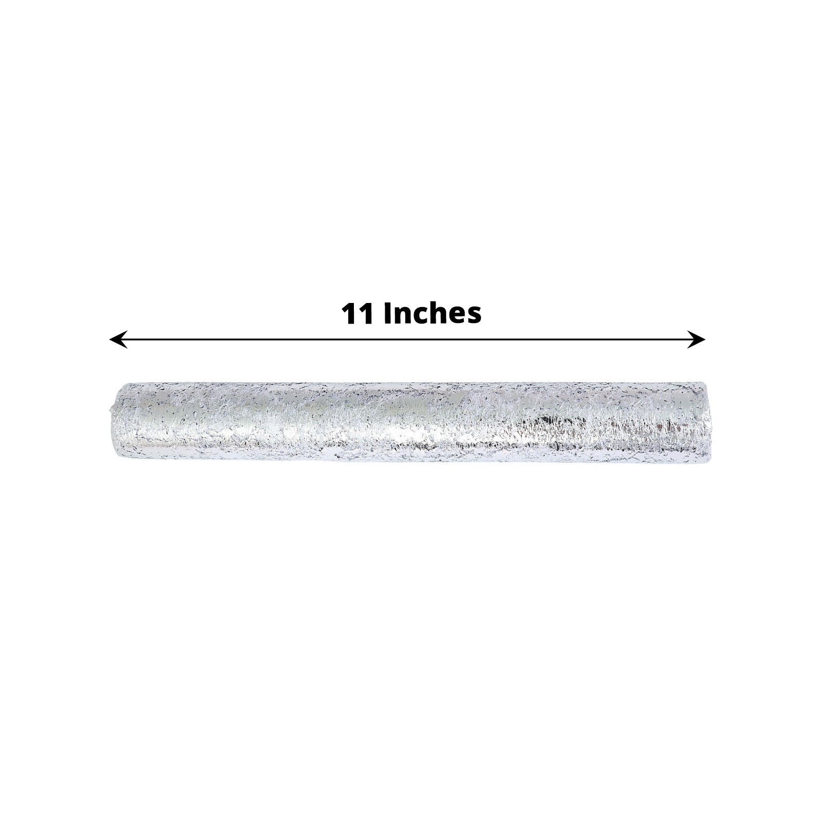 Sparkly metallic silver foil disposable table runner, 108 inches long.