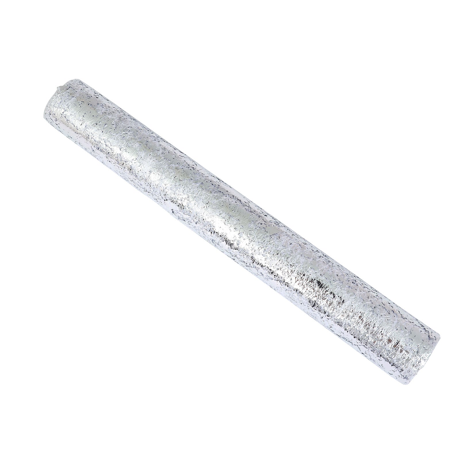 Sparkly metallic silver foil disposable table runner.