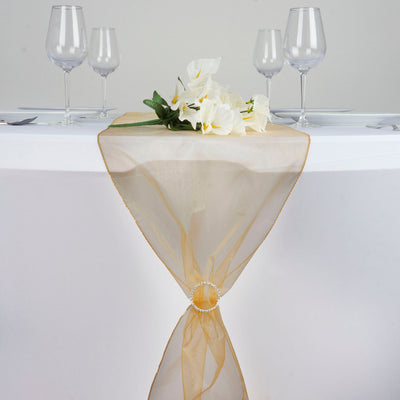 Luxurious Sheen of the Gold Sheer Organza Table Runners