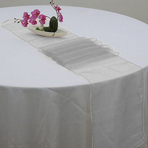 Organza Silver Table Top Runner 14 Inch x 108 Inch