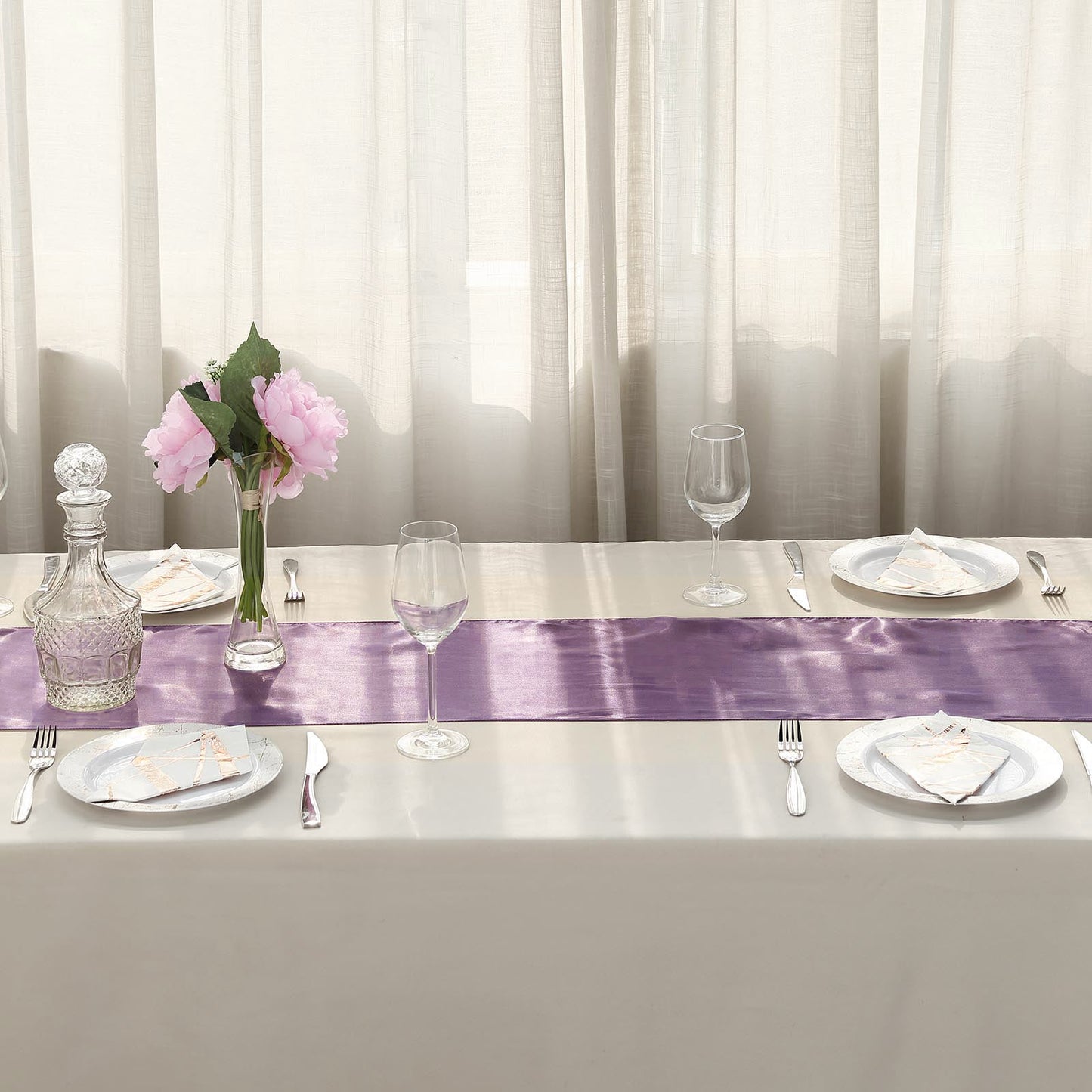 Violet Amethyst Table Runner Satin Fabric 12 Inch x 108 Inch 