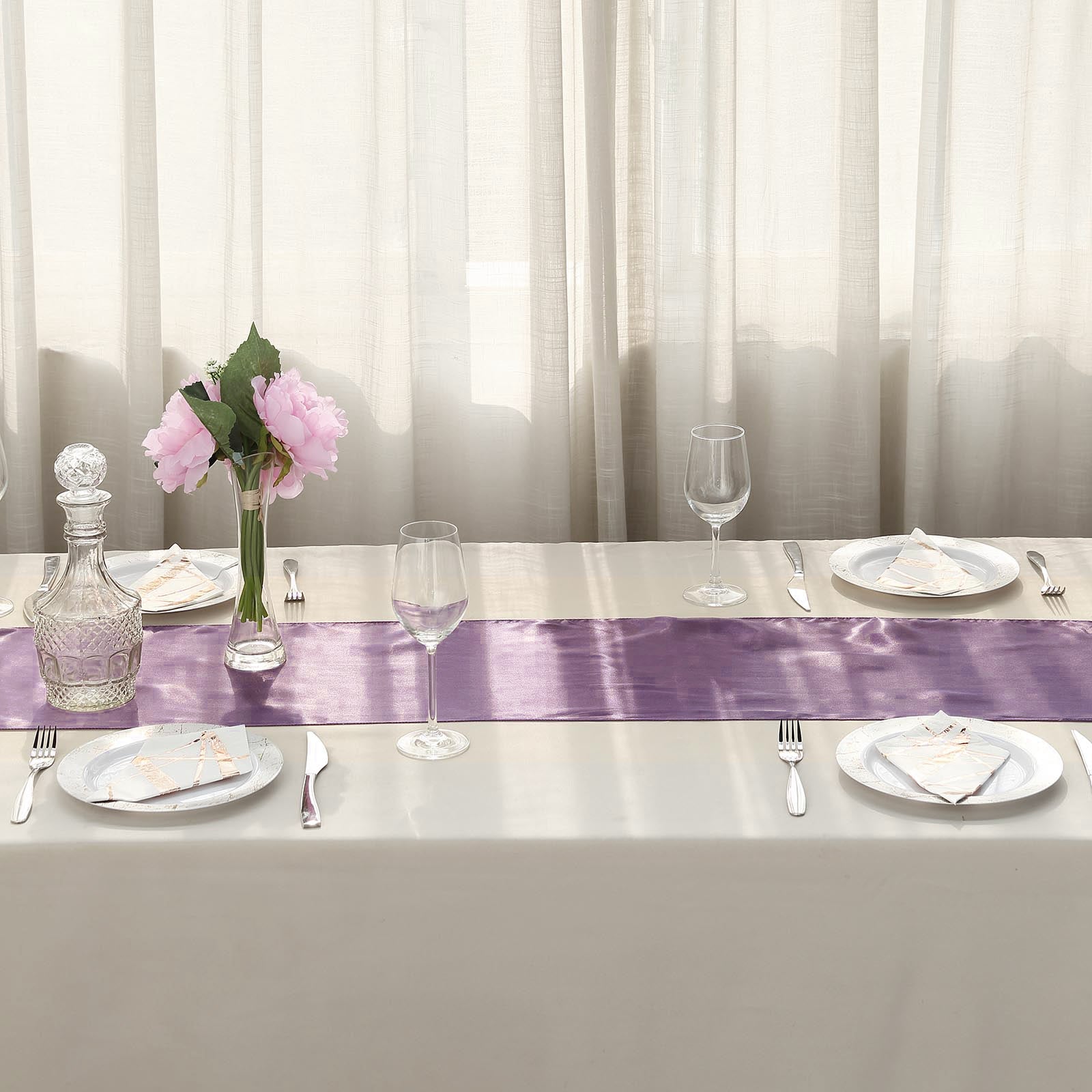 Violet Amethyst Table Runner Satin Fabric 12 Inch x 108 Inch 