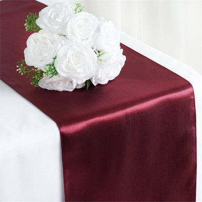 Elevate Your Event with the Burgundy Satin Table Runner