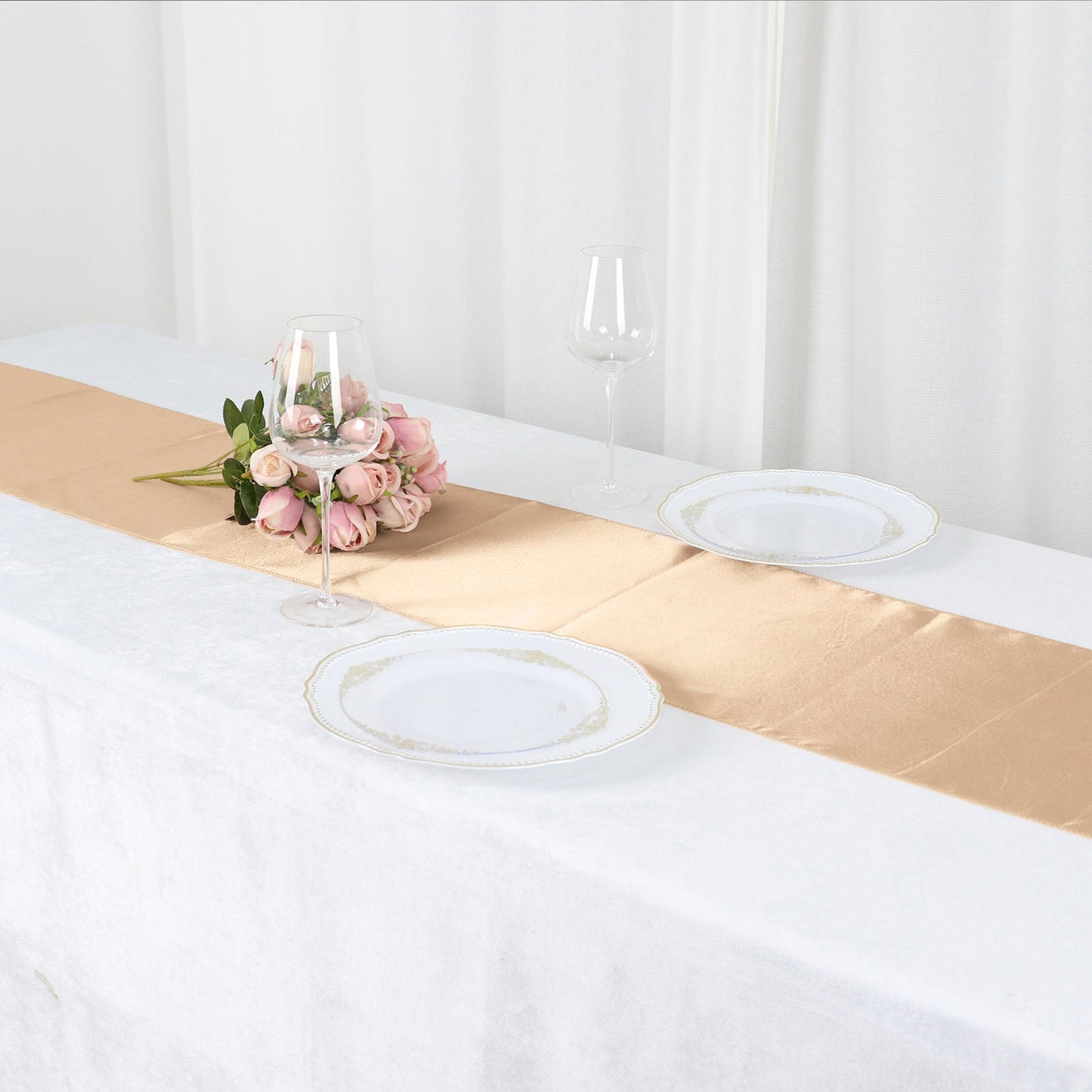 Satin Table Runner Nude 12x108 Inch