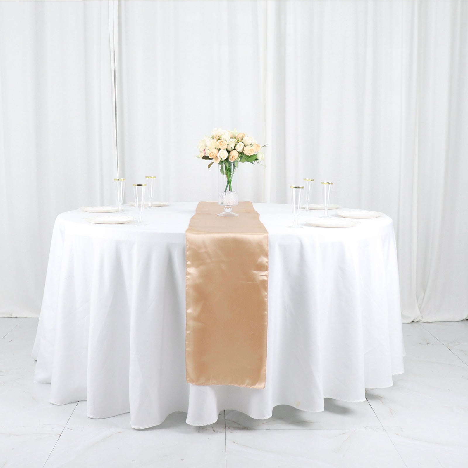 12x108 Inch Satin Table Runner Nude