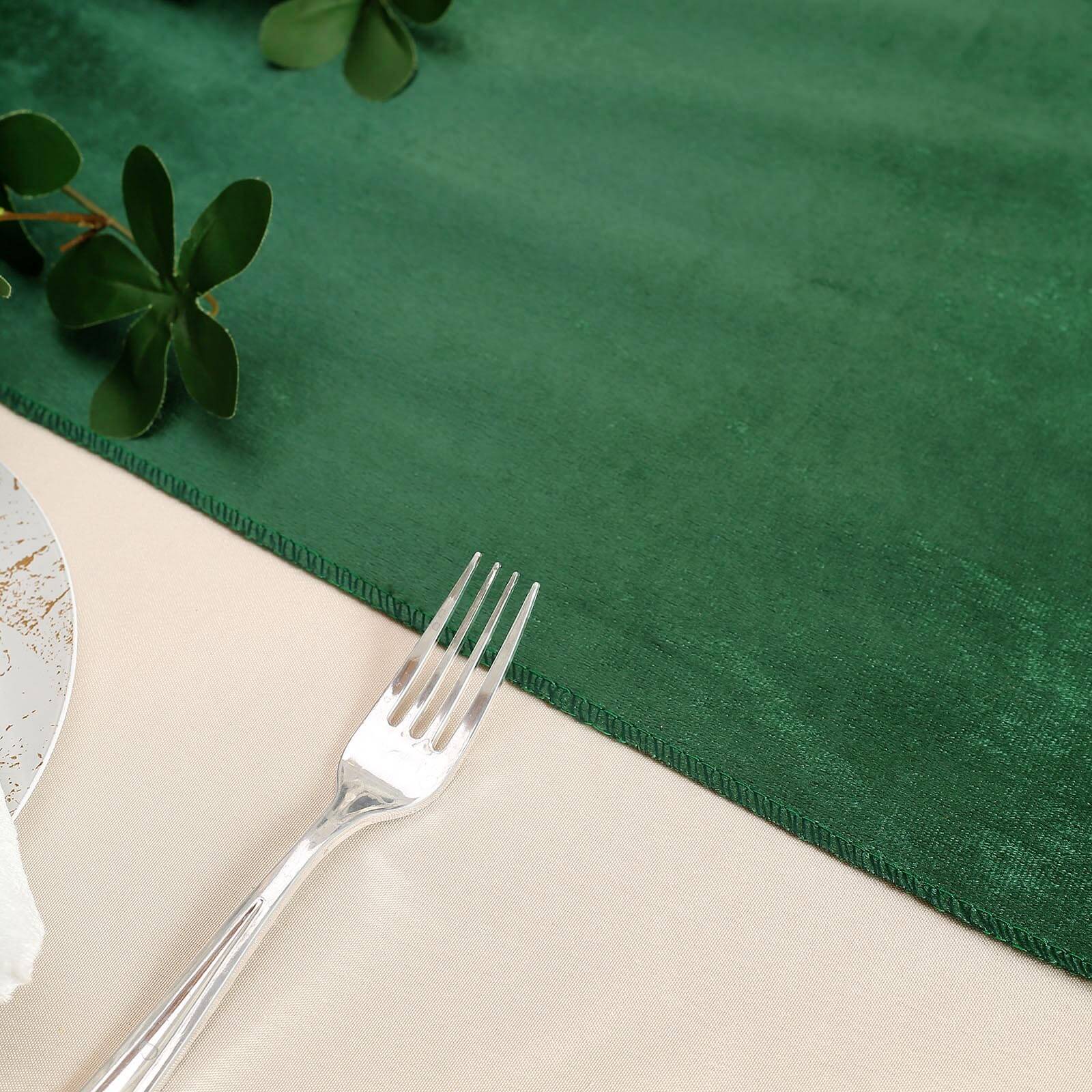 Premium 12 Inch x 108 Inch Velvet Table Runner in Hunter Emerald Green Color 