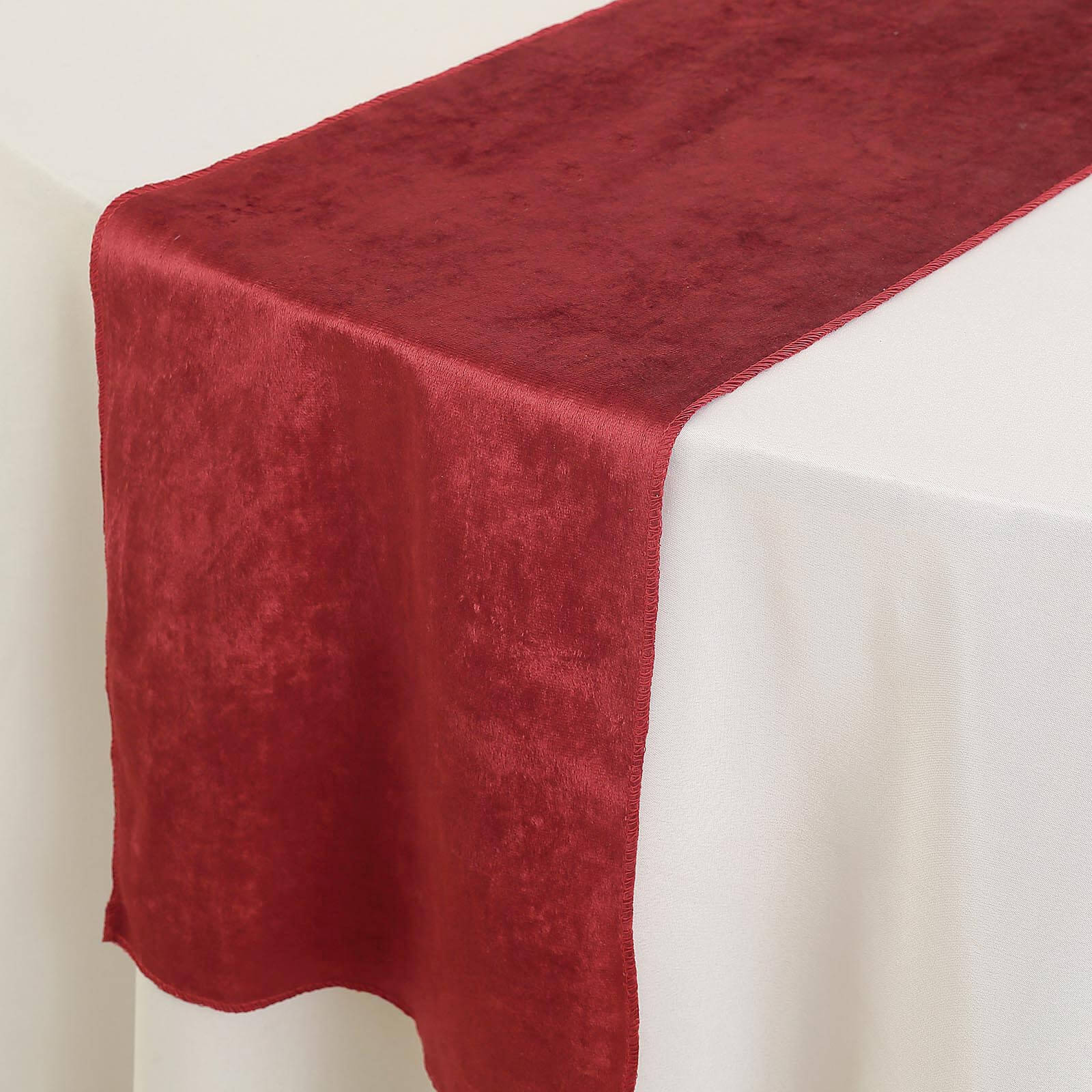 12 Inch x 108 Inch Burgundy Colored Premium Velvet Table Runner 