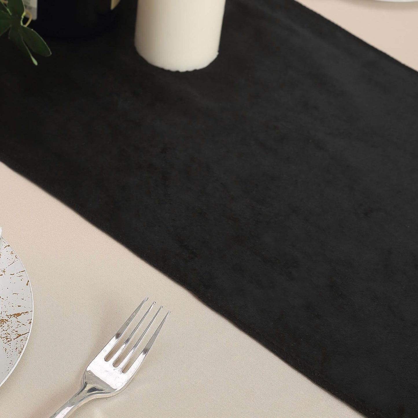 Premium 12 Inch x 108 Inch Velvet Table Runner in Black Color 