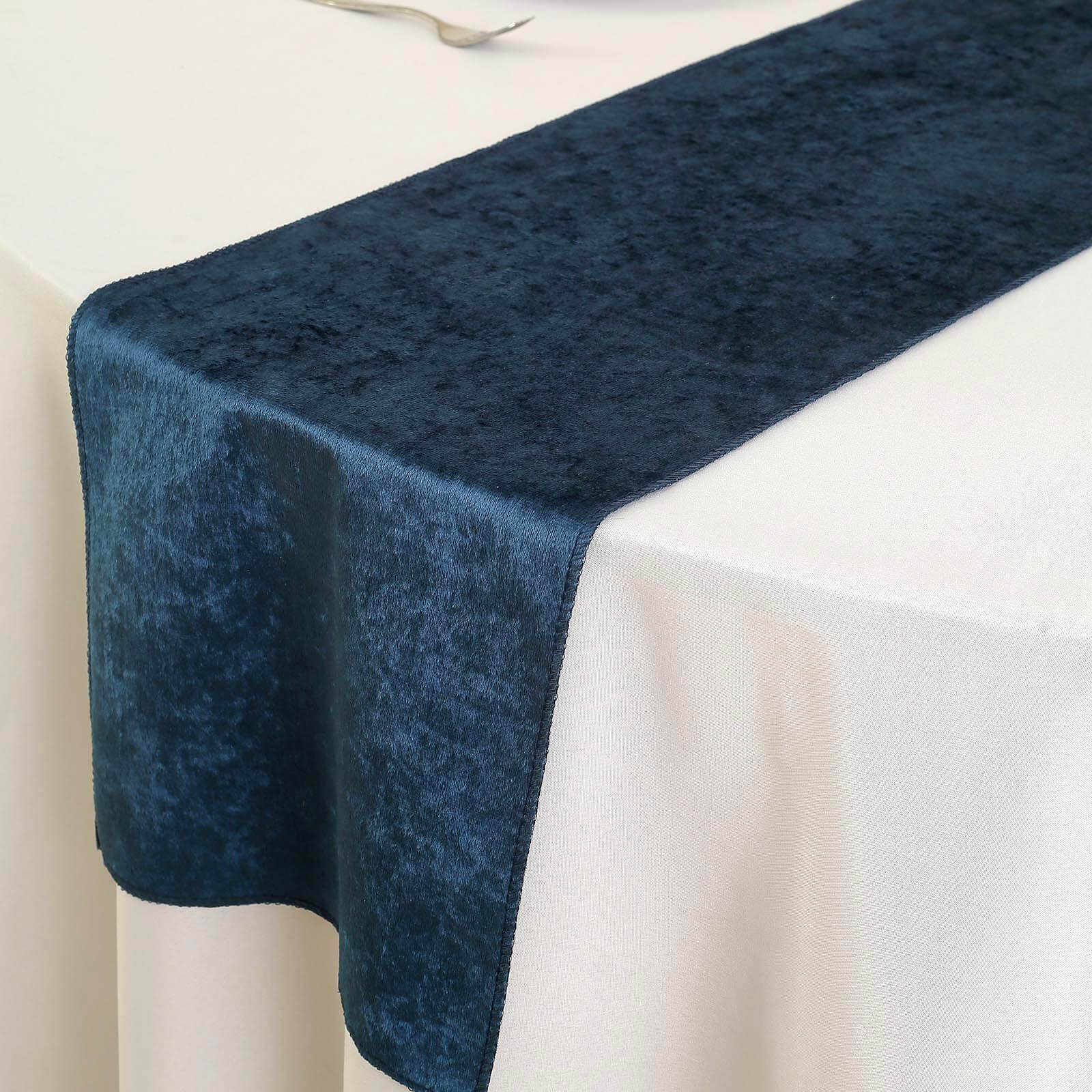 12 Inch x 108 Inch Navy Blue Colored Premium Velvet Table Runner 