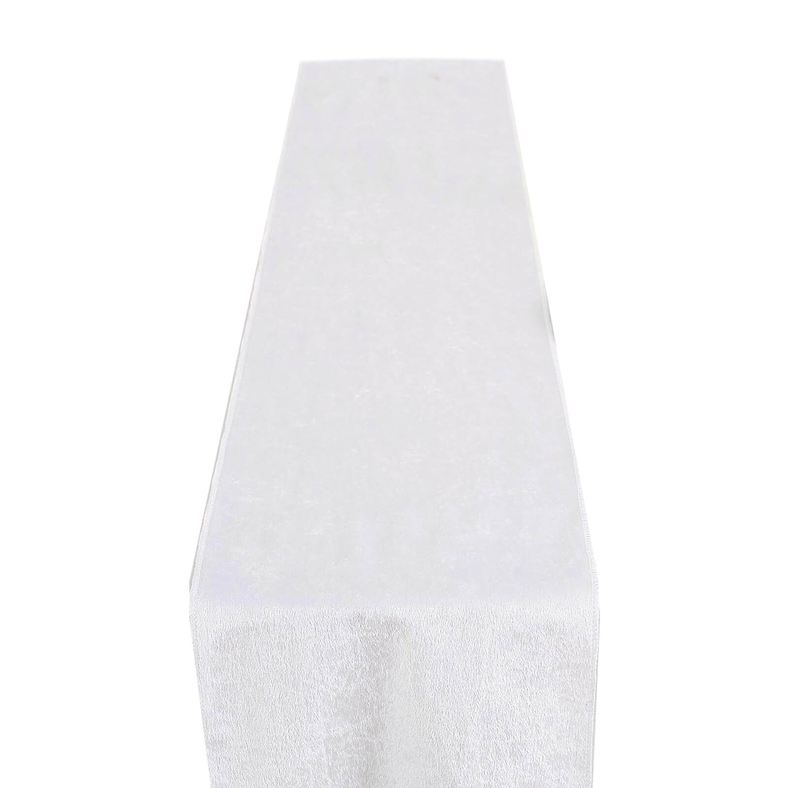 12 Inch x 108 Inch Premium White Velvet Table Runner#whtbkgd