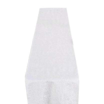 12 Inch x 108 Inch Premium White Velvet Table Runner#whtbkgd