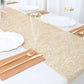 Metallic gold non-slip vinyl table runner on a dining table setting.