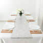 Metallic silver non-slip vinyl table runner on a dining table setting.