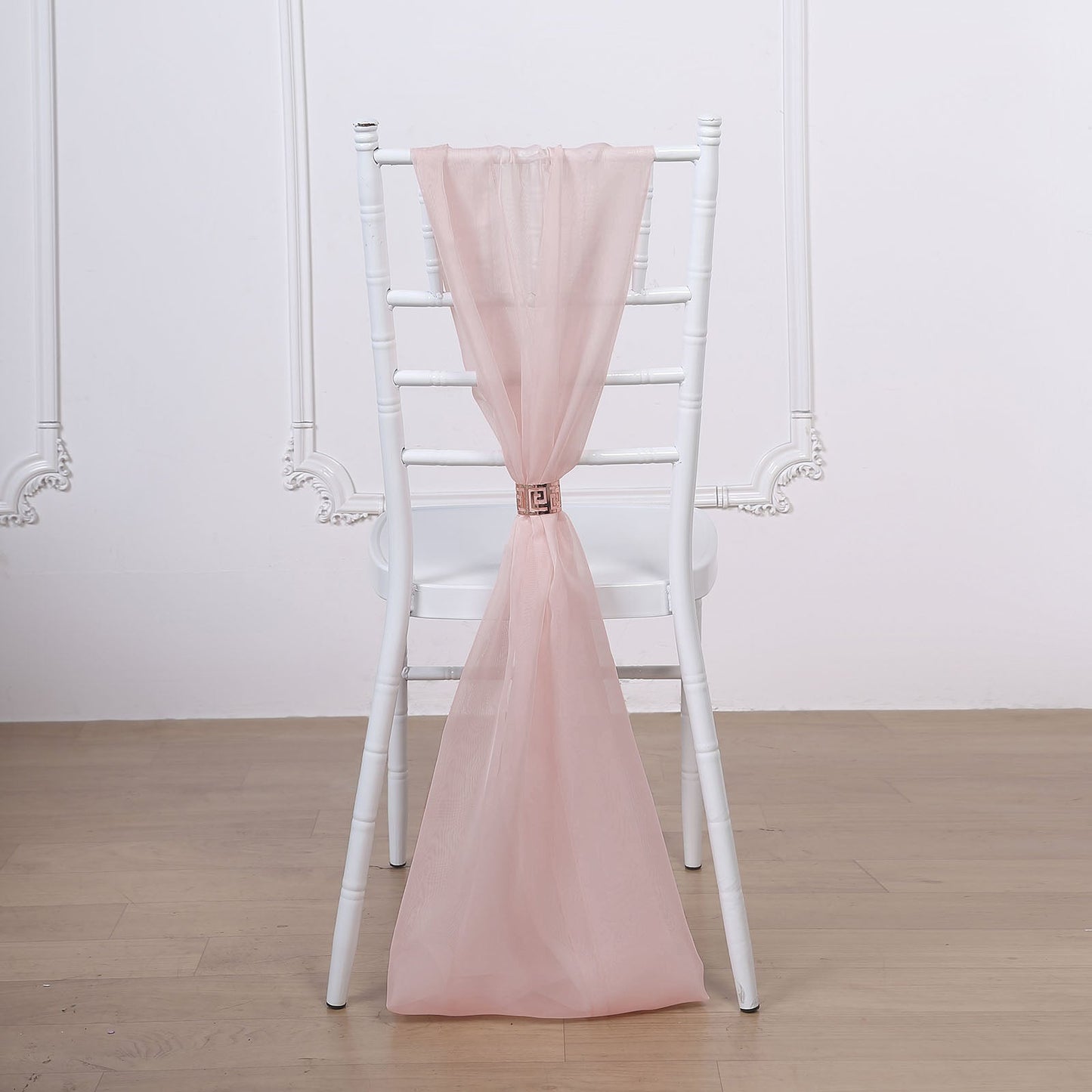 5 Pack Blush DIY Designer Chiffon Chair Sashes 22" x 78"