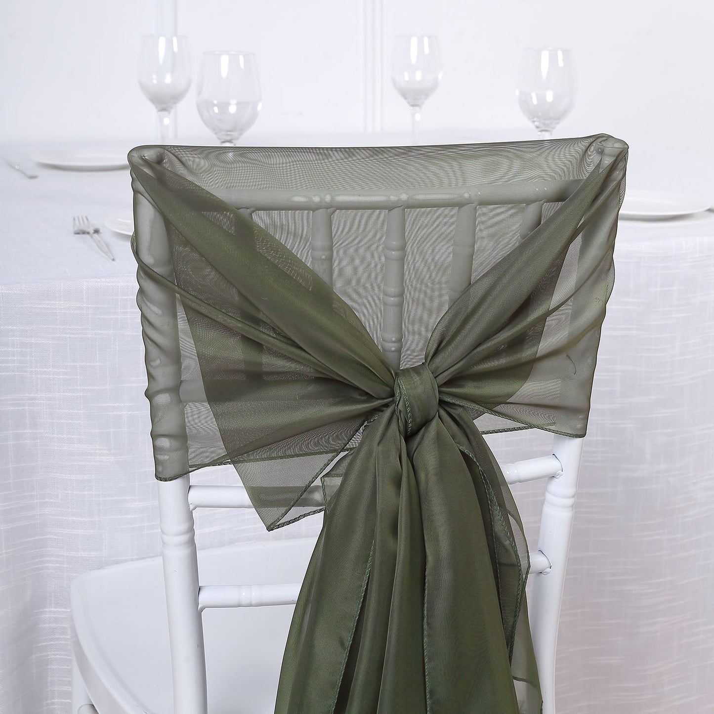 22 Inch x 78 Inch Olive Green Chiffon Sashes 5 Pack DIY