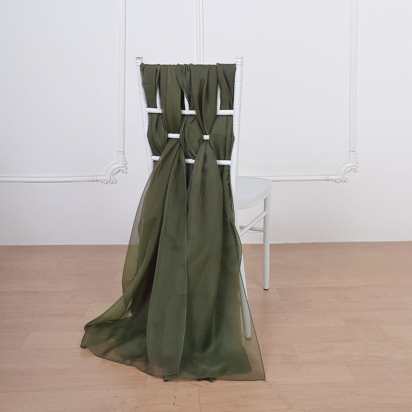 Olive Green Chair Sashes 5 Pack 22 Inch x 78 Inch Chiffon DIY
