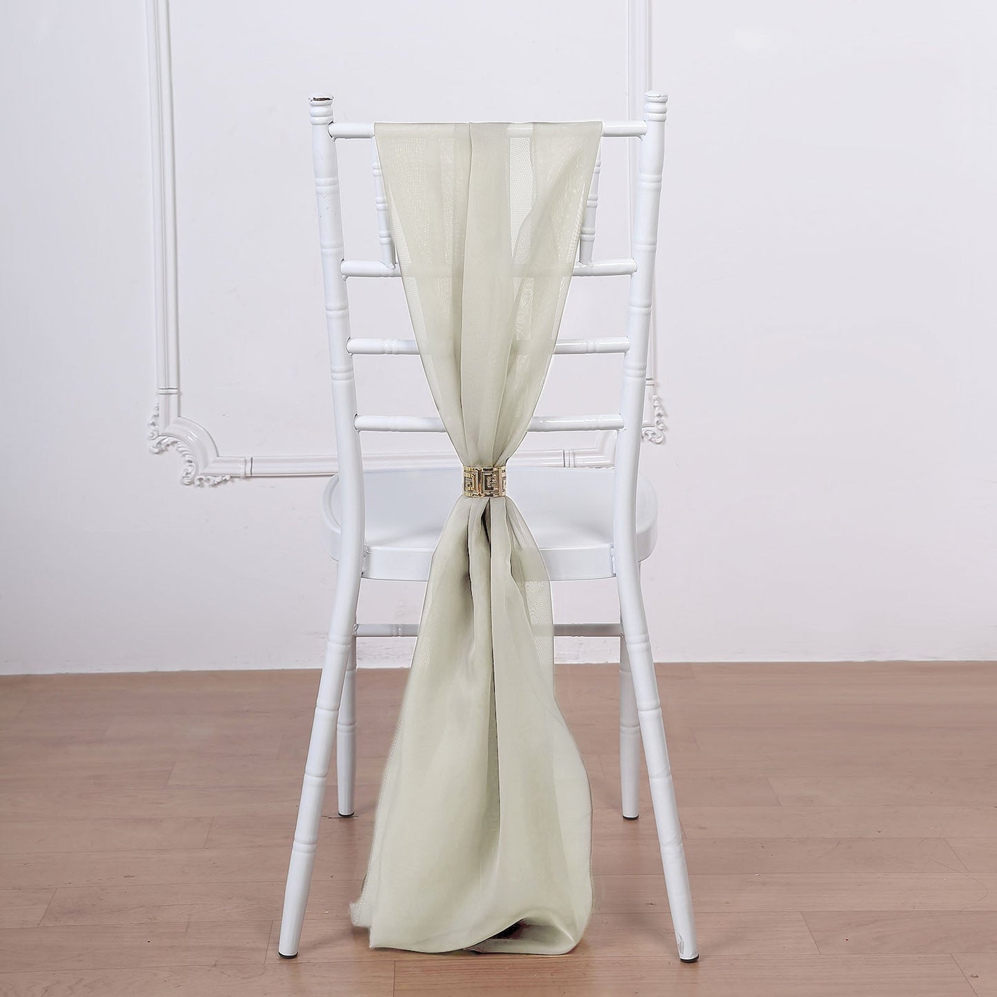 5 Pack | Beige DIY Designer Chiffon Chair Sashes | 22" x 78"