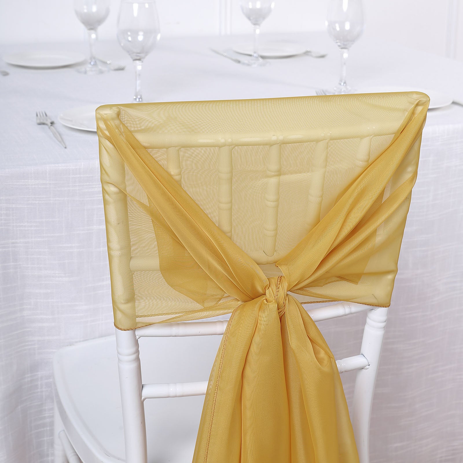 Chiffon Sashes 22 Inch x 78 Inch DIY In Mustard Yellow