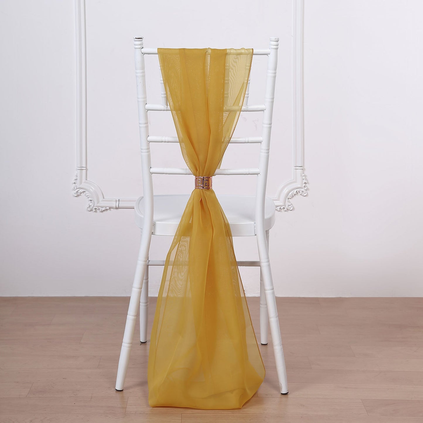 5 Pack | Mustard Yellow DIY Designer Chiffon Chair Sashes | 22" x 78"