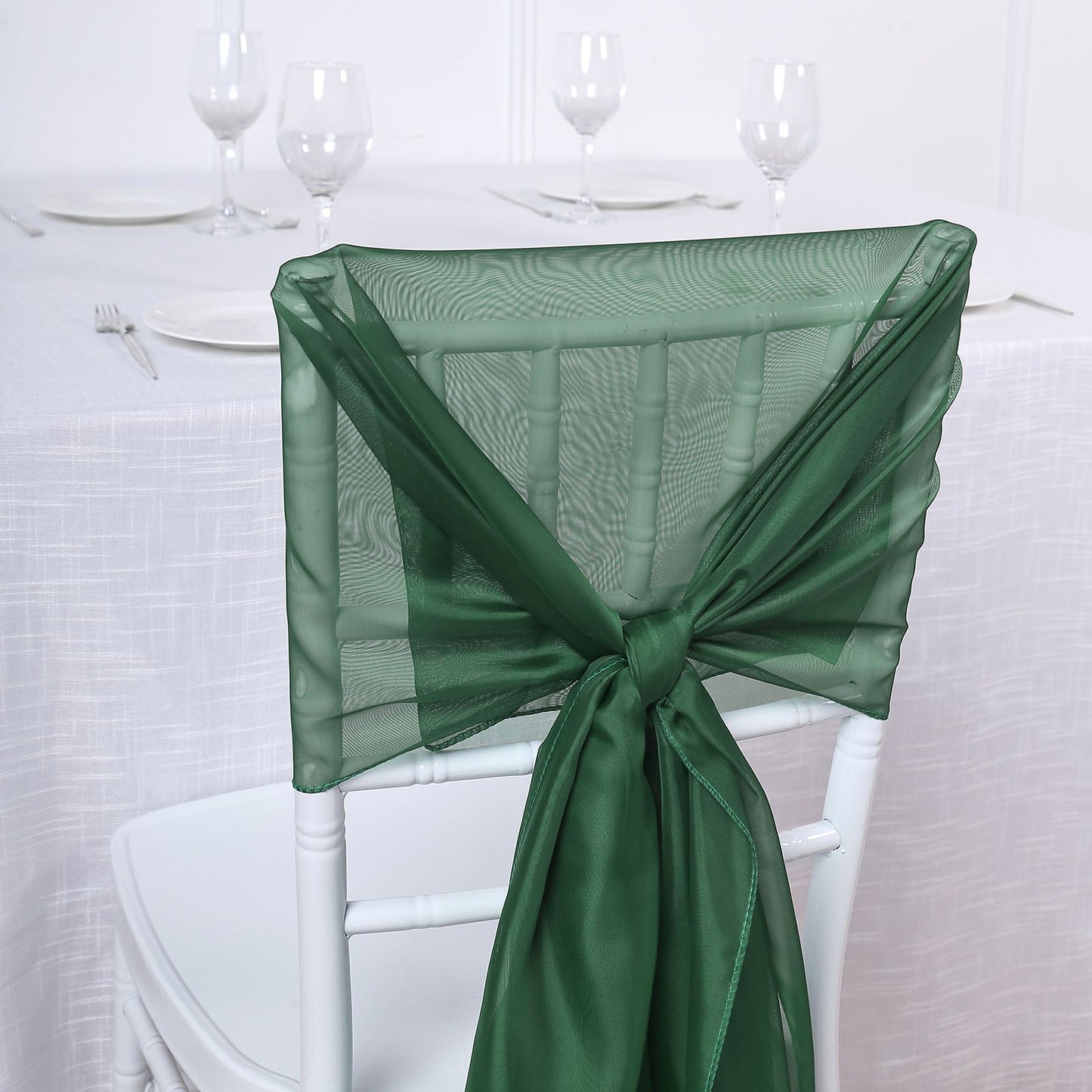 Hunter Emerald Green Chiffon Chair Sash for DIY 22 Inch x 78 Inch 5 Pack