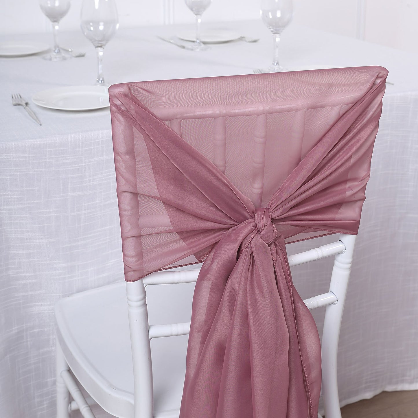 22 Inch x 78 Inch Mauve and Cinnamon Rose Premium Designer Chiffon Chair Sashes 5 Pack