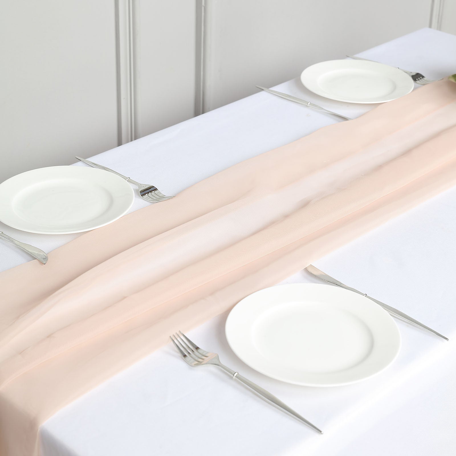 Nude Colored 6 Feet Chiffon Premium Table Runner