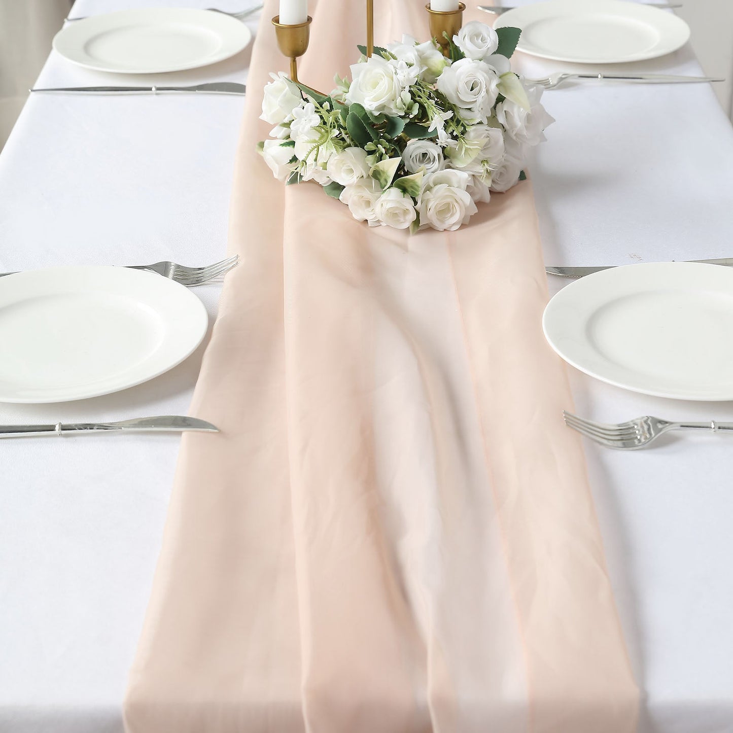 6ft Nude Chiffon Table Runner