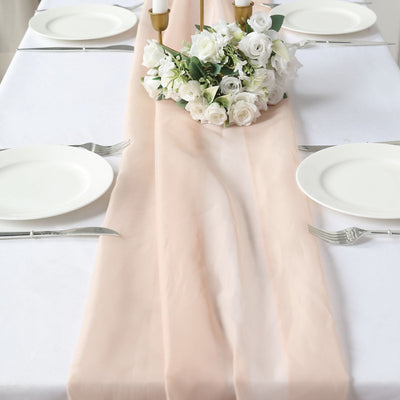 Sophisticated Elegance of the Nude Chiffon Runner