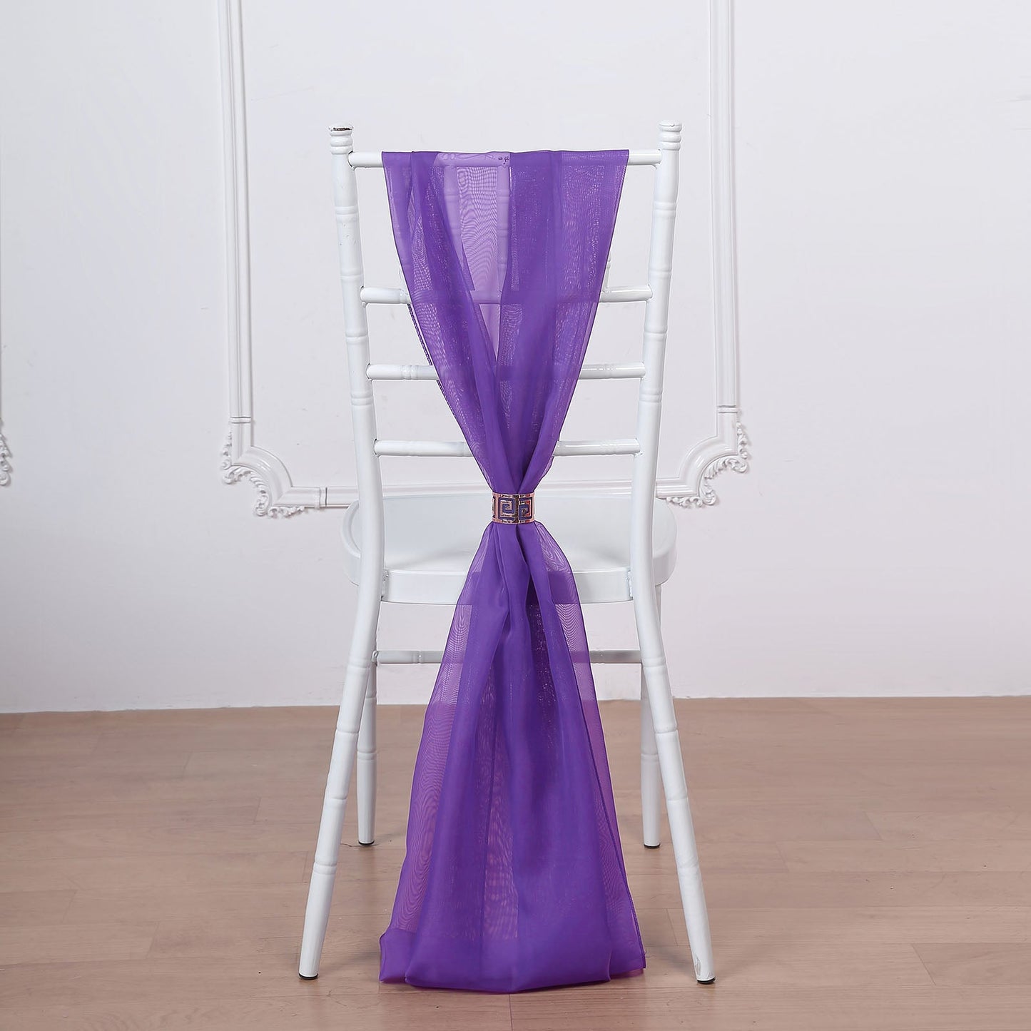 5 Pack | Purple DIY Designer Chiffon Chair Sashes | 22" x 78"