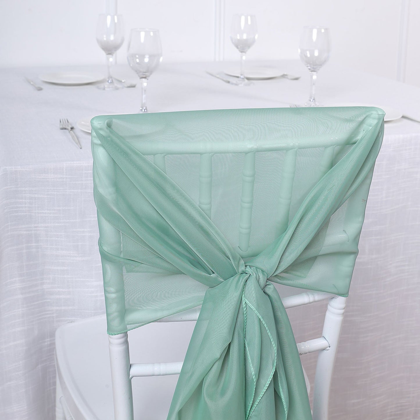 5 Pack Of 22 Inch x 78 Inch Sage Green Premium Chiffon Sashes 