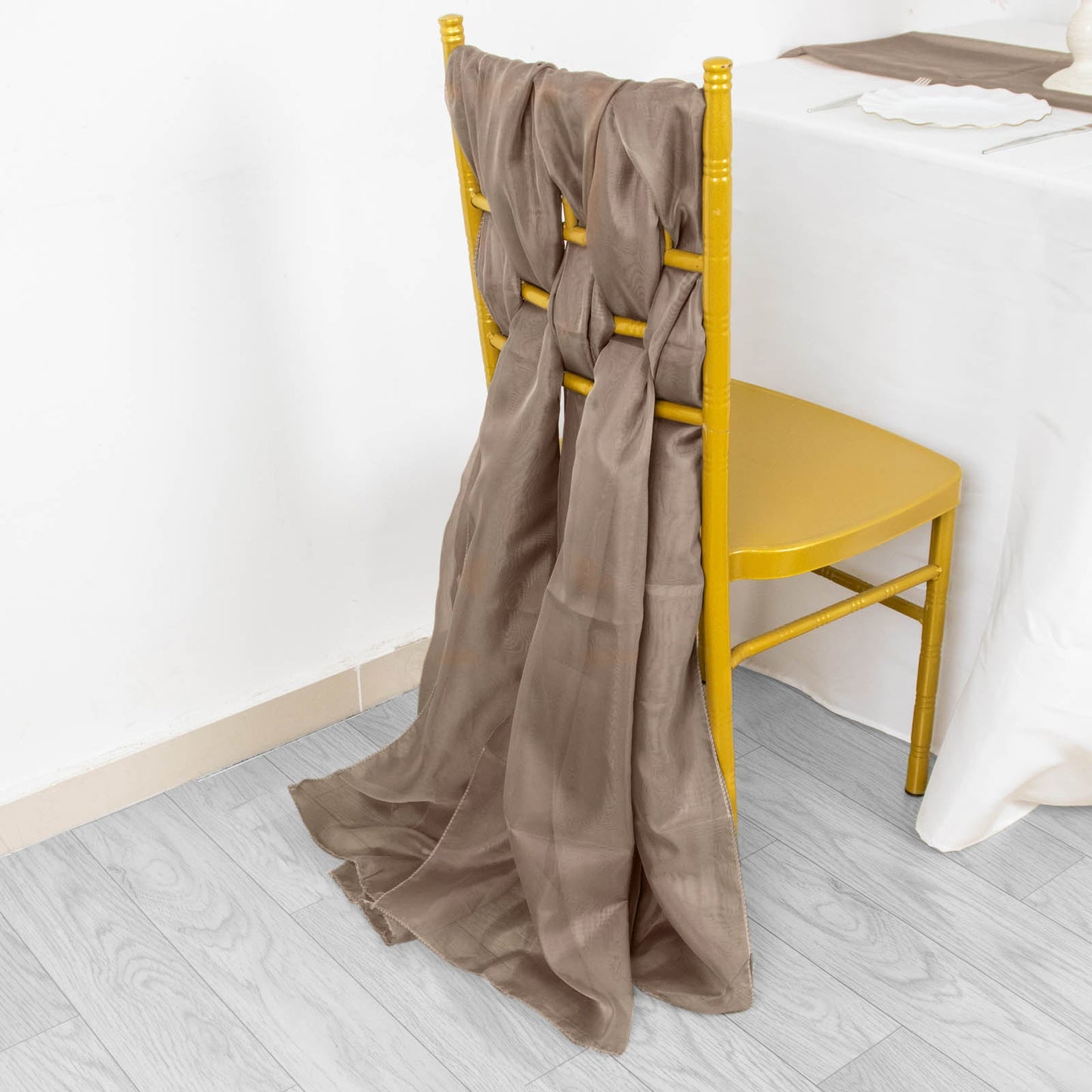 5 Pack | Taupe DIY Premium Designer Chiffon Chair Sashes