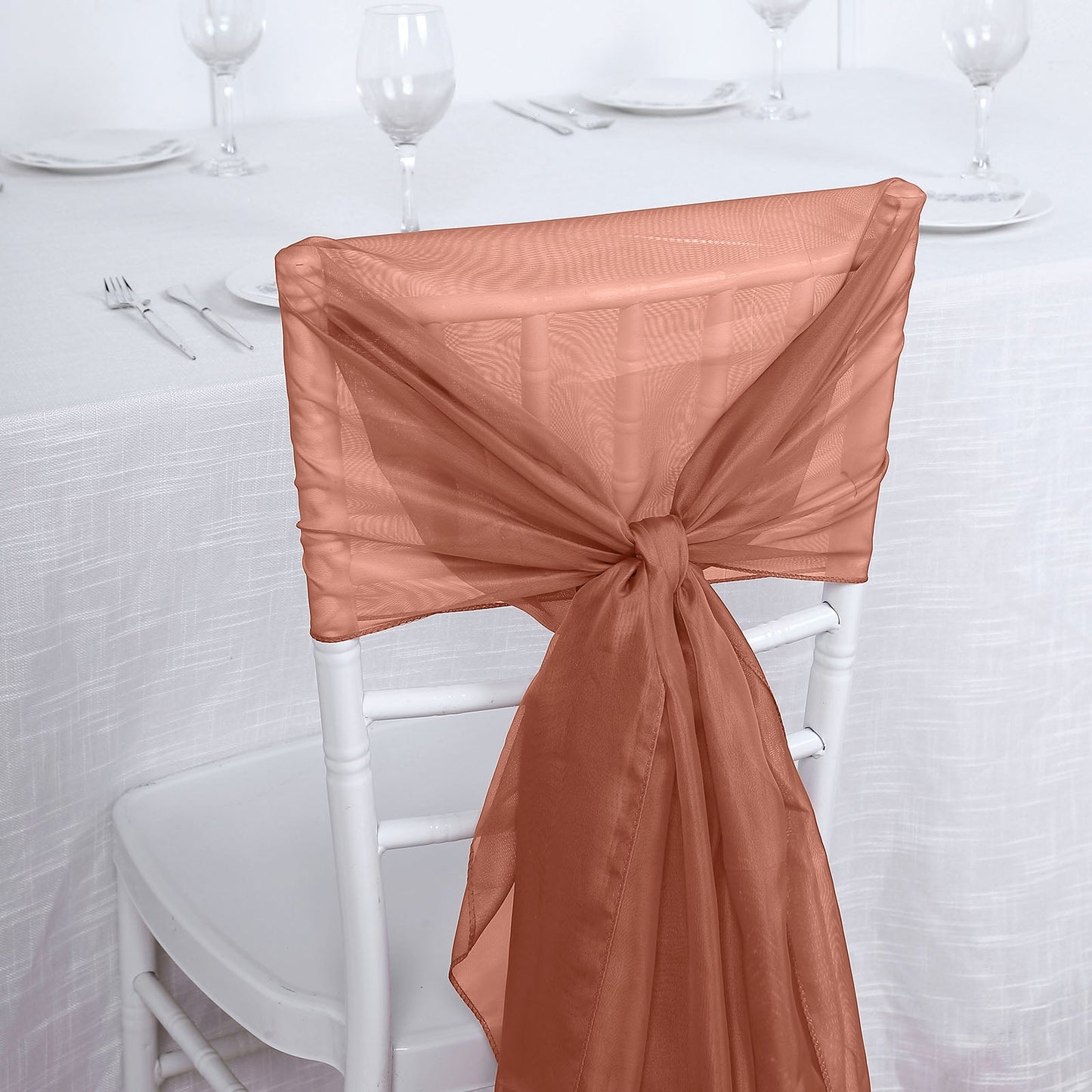DIY Premium Designer 22 Inch x 78 Inch Terracotta Chiffon Chair Sashes Pack of 5