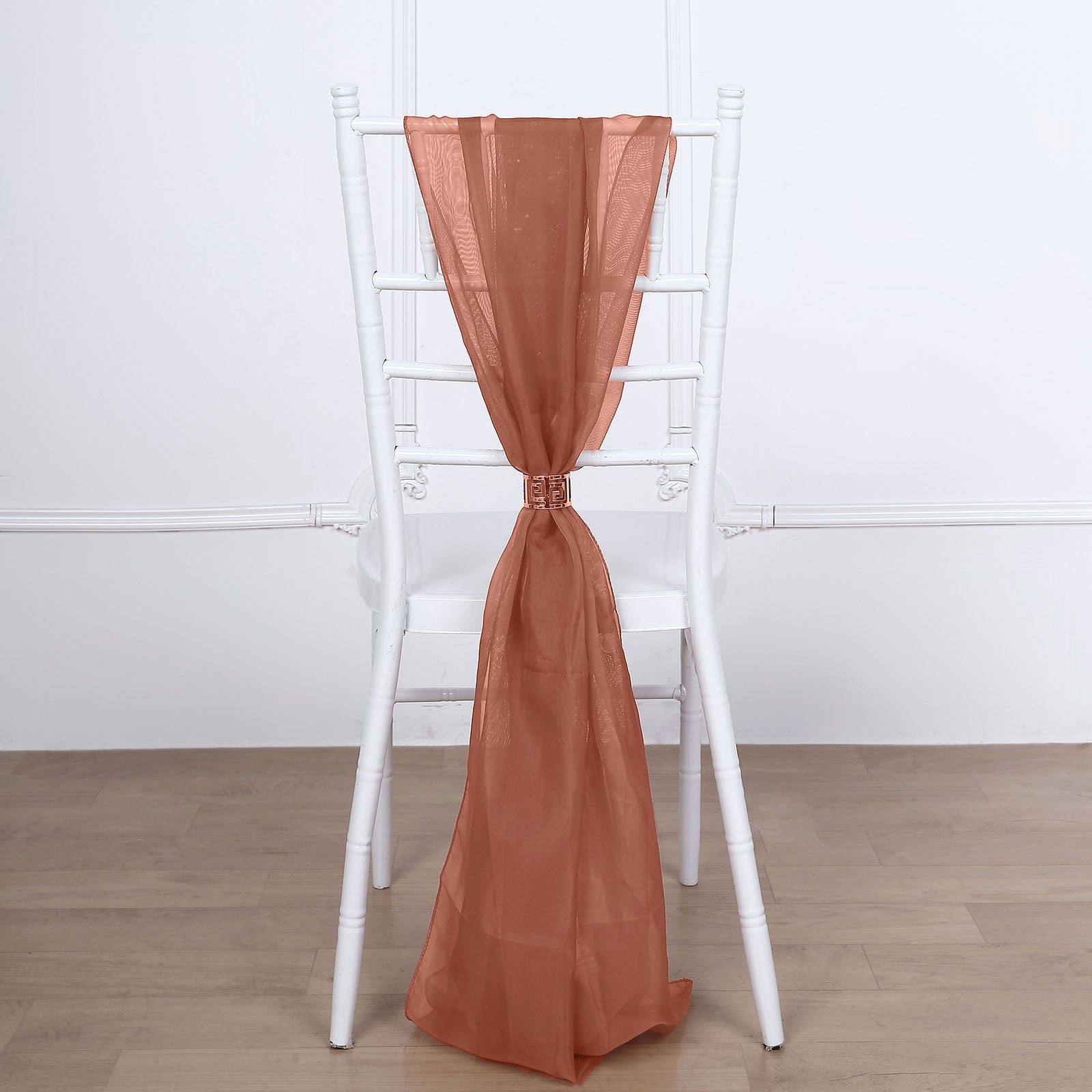 Pack of 5 DIY Premium Designer 22 Inch x 78 Inch Terracotta Chiffon Chair Sashes 