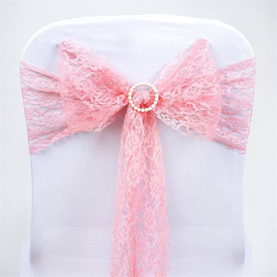Luxurious Texture of Rose Quartz Lace Chair Sashes