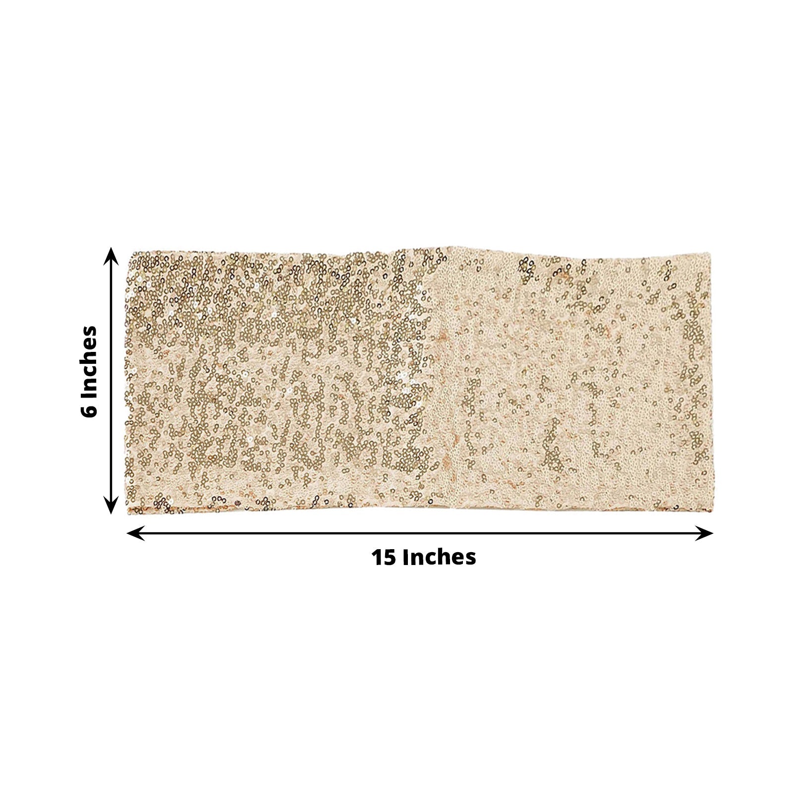 5 pack | 6"x15" Champagne Sequin Spandex Chair Sash