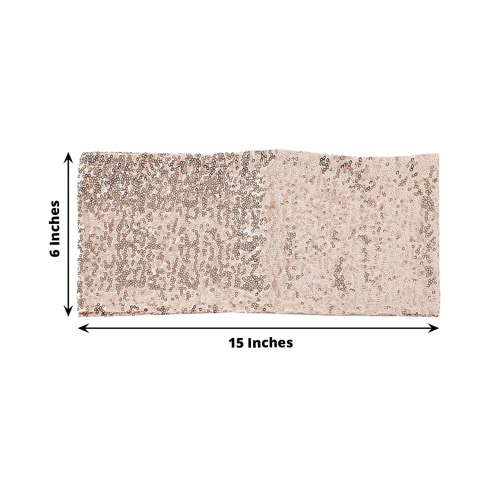 5 pack | 6x15 Blush | Rose Gold Sequin Spandex Chair Sash
