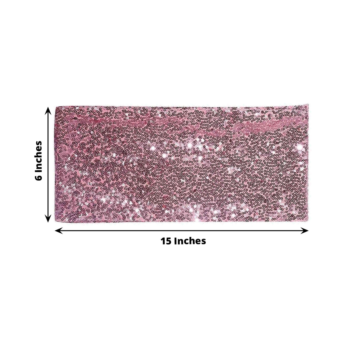 5 pack | 6"x15" Rose Gold Sequin Spandex Chair Sash