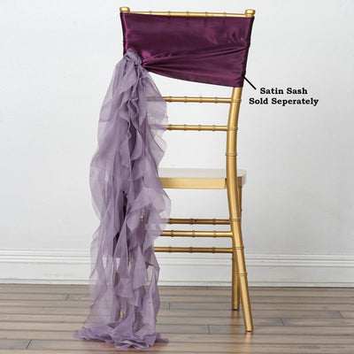 Transform Your Chairs with Violet Amethyst Chiffon Curly Sash