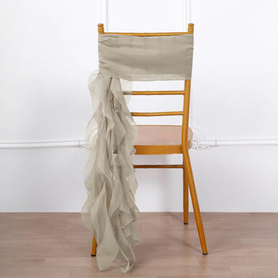 Transform Your Event with Beige Chiffon Curly Chair Sashes