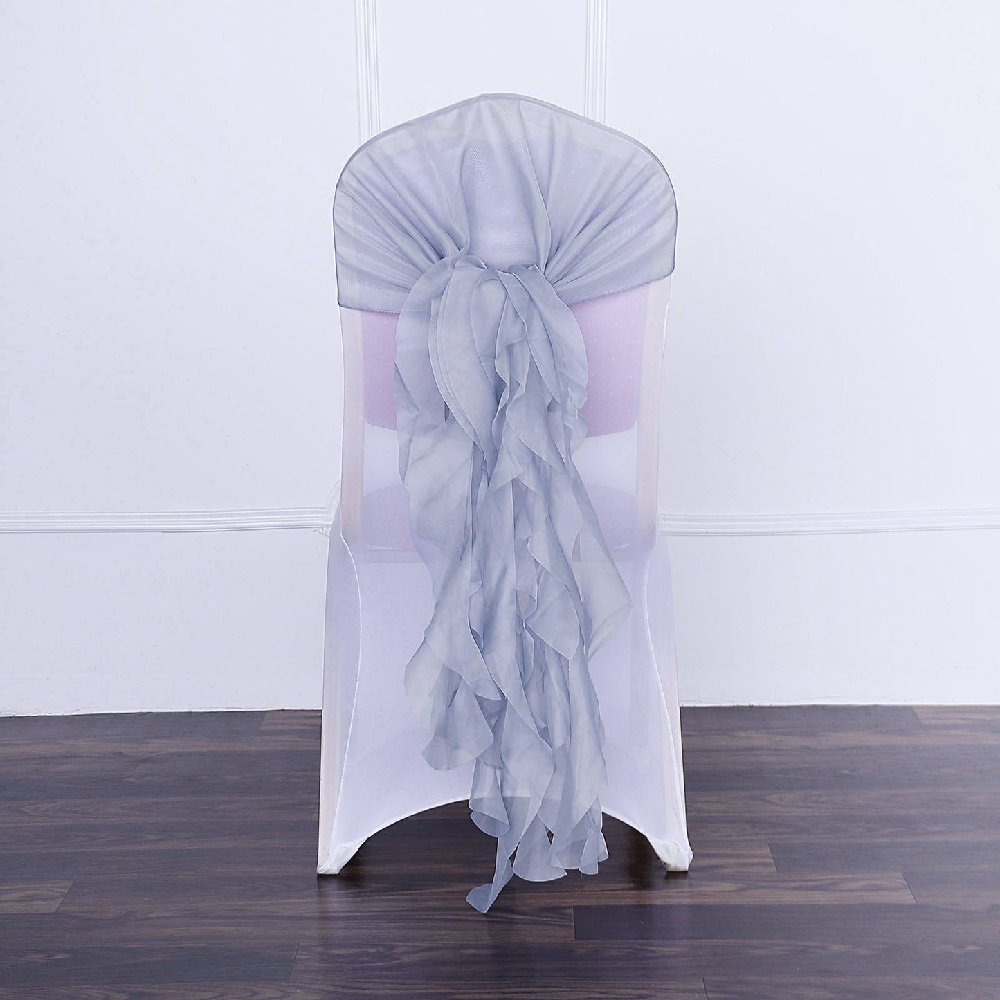 Chiffon Curly Dusty Blue Chair Sash