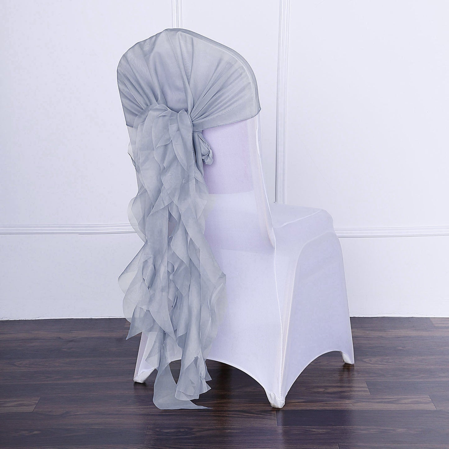 Curly Chiffon Dusty Blue Chair Sash