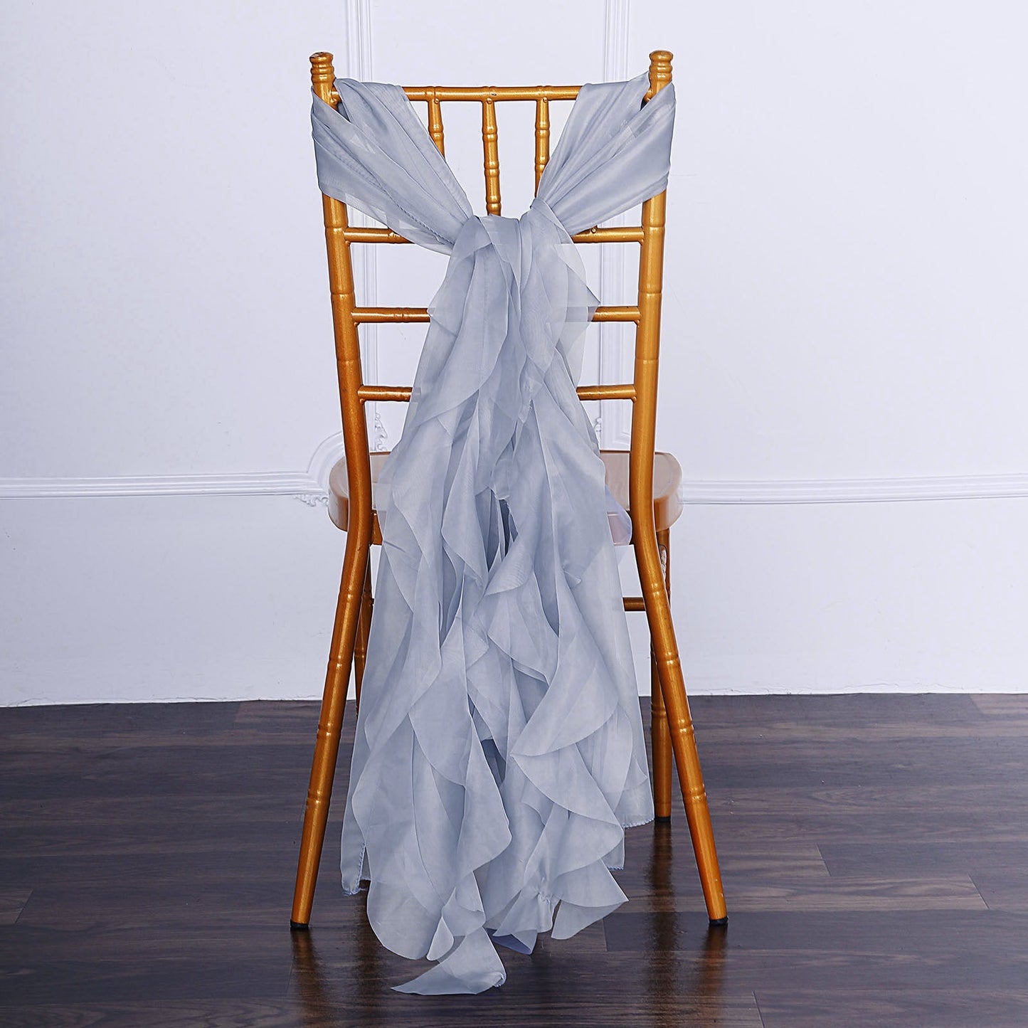 Dusty Blue Curly Chiffon Chair Sash
