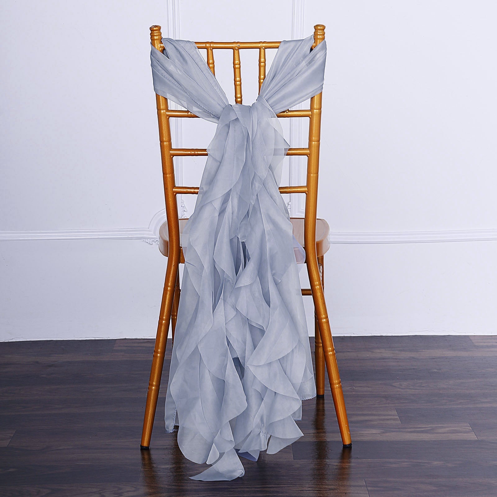 Dusty Blue Curly Chiffon Chair Sash