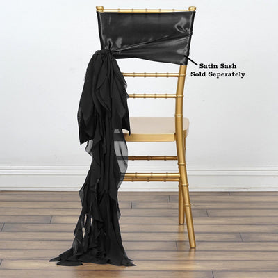Transform Your Event with Black Chiffon Curly Chair Sashes