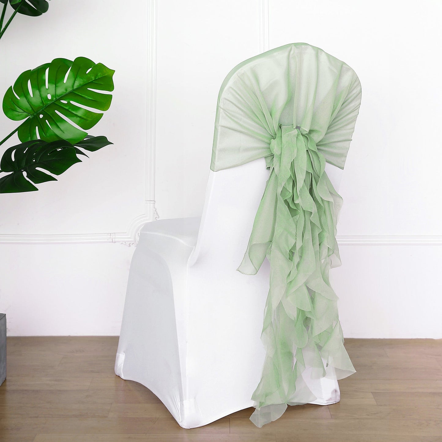 Curly Green Chiffon 32 Inch Chair Sash