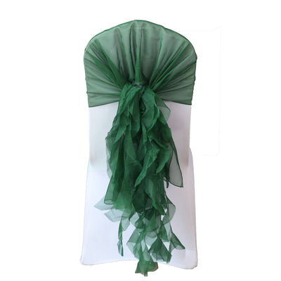 Unleash Your Creativity with the Hunter Emerald Green Chiffon Curly Chair Sash