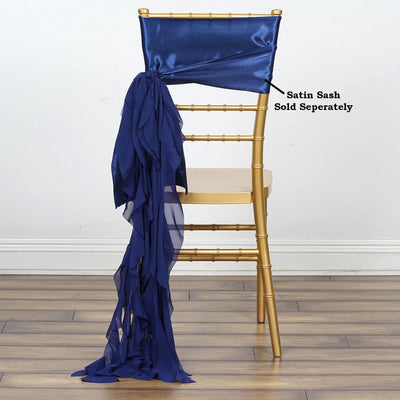 Transform Your Chairs with Navy Blue Chiffon Curly Sashes